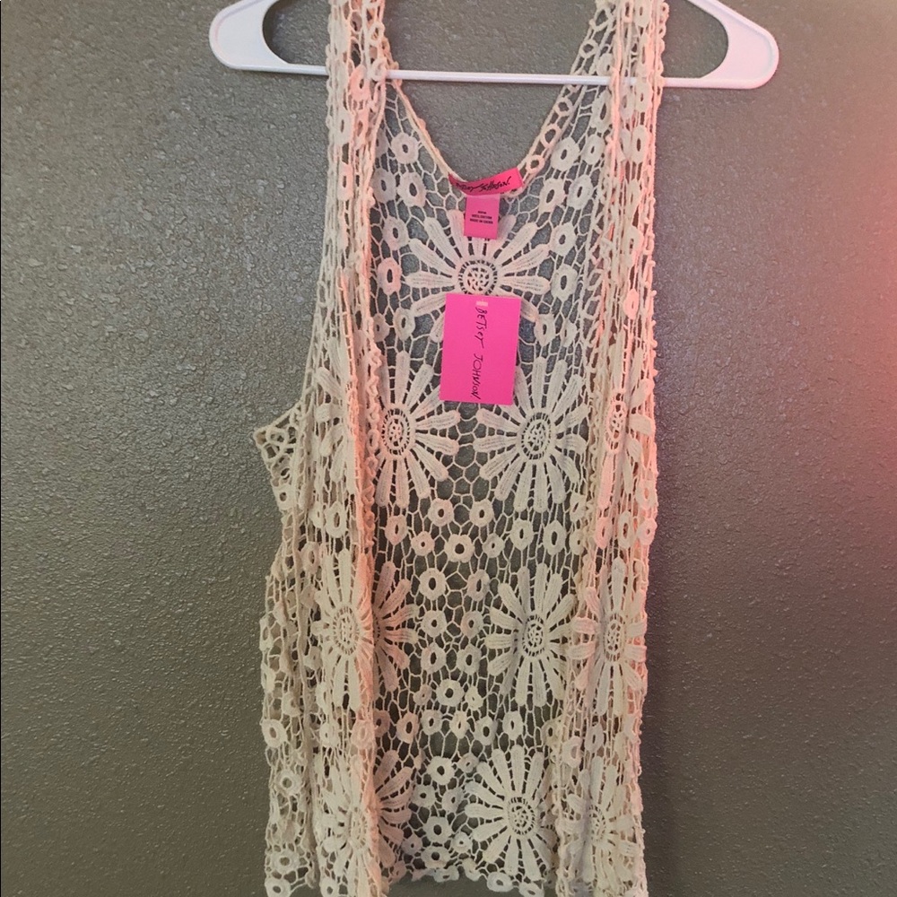 NWT Betsey Johnson Crochet Vest